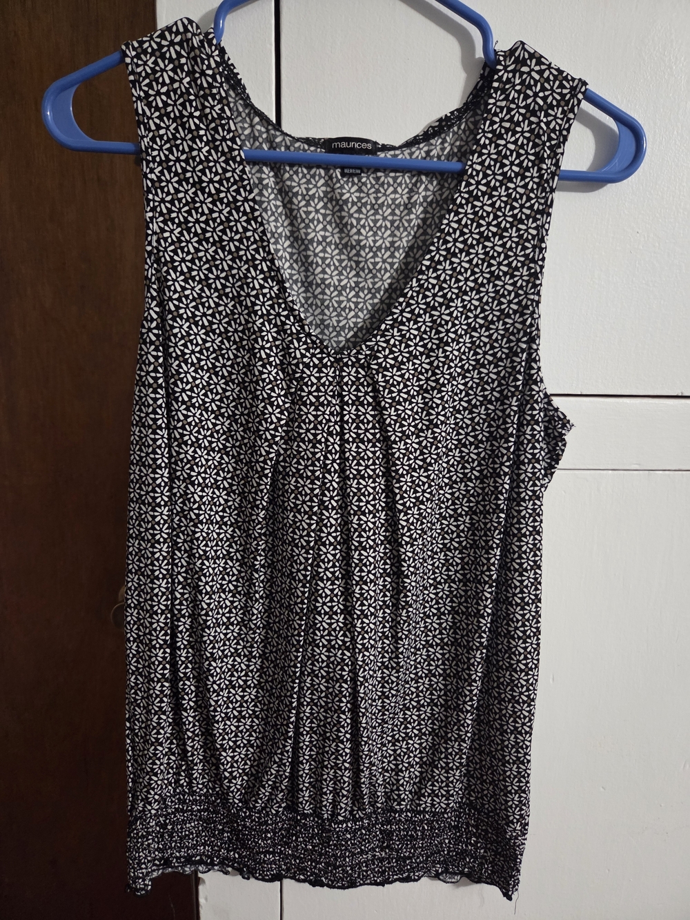 Maurices Black & White Geometric V-Neck Tank